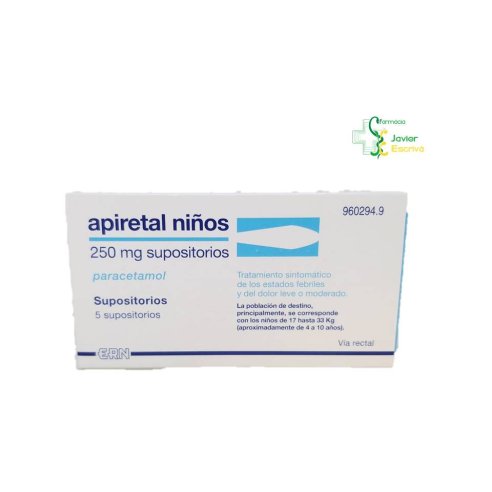 Apiretal Niños 250 mg 5 supositorios