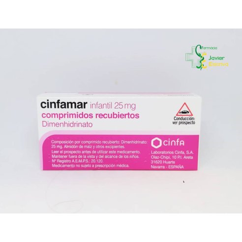 Cinfamar Infantil 25mg 10 comprimidos