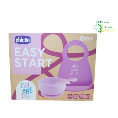 Chicco Easy Start Set Comida Silicona Rosa 6m+