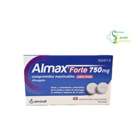 Almax Forte 750 mg Sabor Fresa 48 comprimidos