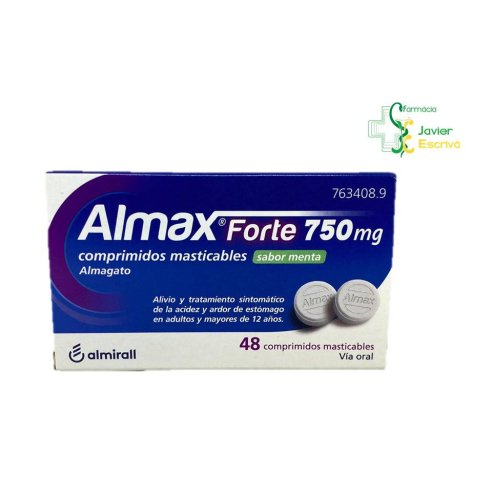 Almax Forte 750 mg Sabor Menta 48 comprimidos