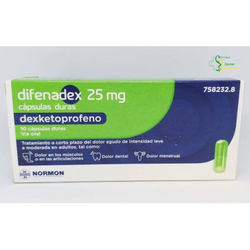 Difenadex 25mg 10 cápsulas duras Normon